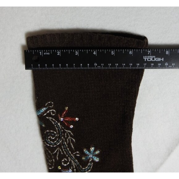 Ripple Creek Brown Chenille Cowl Neck Sweater Embroidered Floral Sleeve Sz M VTG - Picture 8 of 10